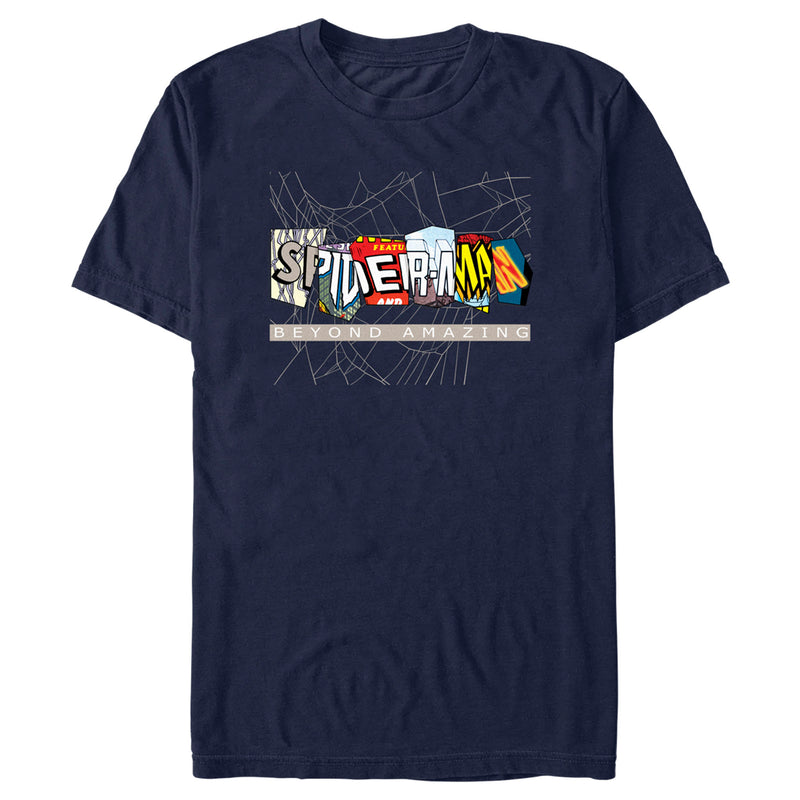 Men's Spider-Man: Beyond Amazing Comic Clippings Logo T-Shirt