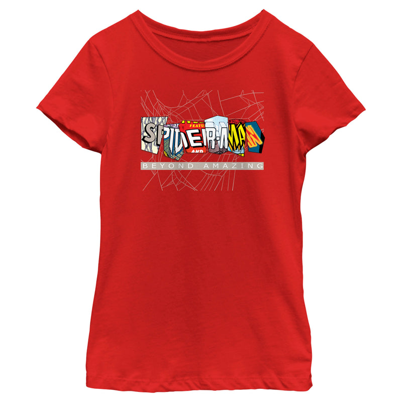 Girl's Spider-Man: Beyond Amazing Comic Clippings Logo T-Shirt