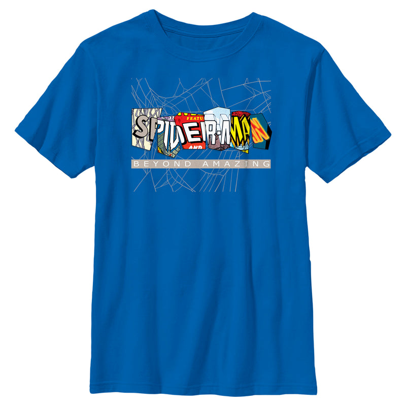 Boy's Spider-Man: Beyond Amazing Comic Clippings Logo T-Shirt
