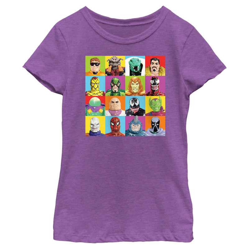 Girl's Spider-Man: Beyond Amazing Toy Villain Squares T-Shirt