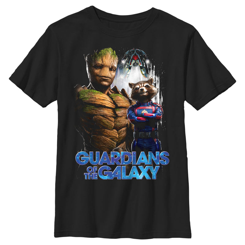 Boy's Guardians of the Galaxy Vol. 3 Groot and Rocket Poster T-Shirt
