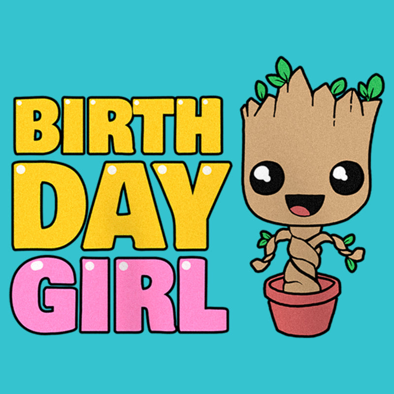 Girl's Guardians of the Galaxy Birthday Girl Pot Plant Groot T-Shirt