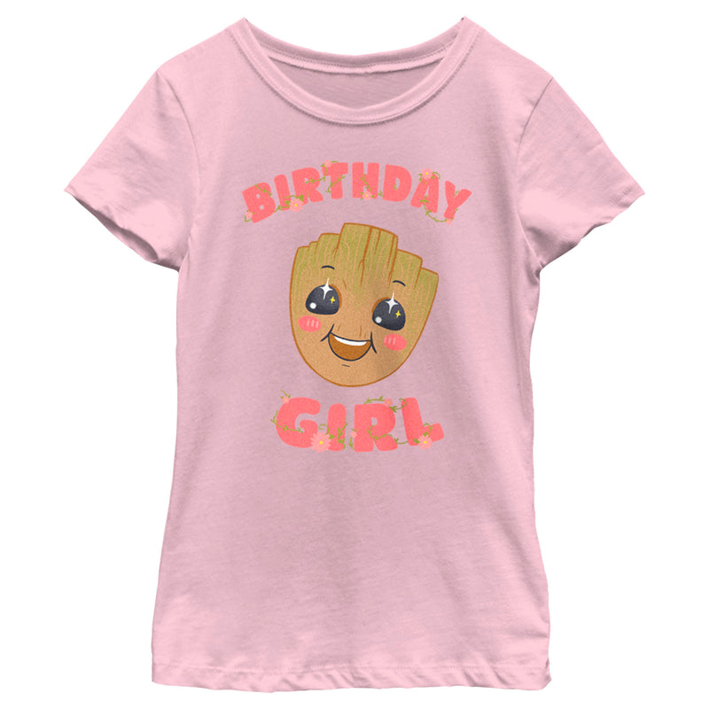 Girl's Guardians of the Galaxy Baby Face Birthday Girl Groot T-Shirt