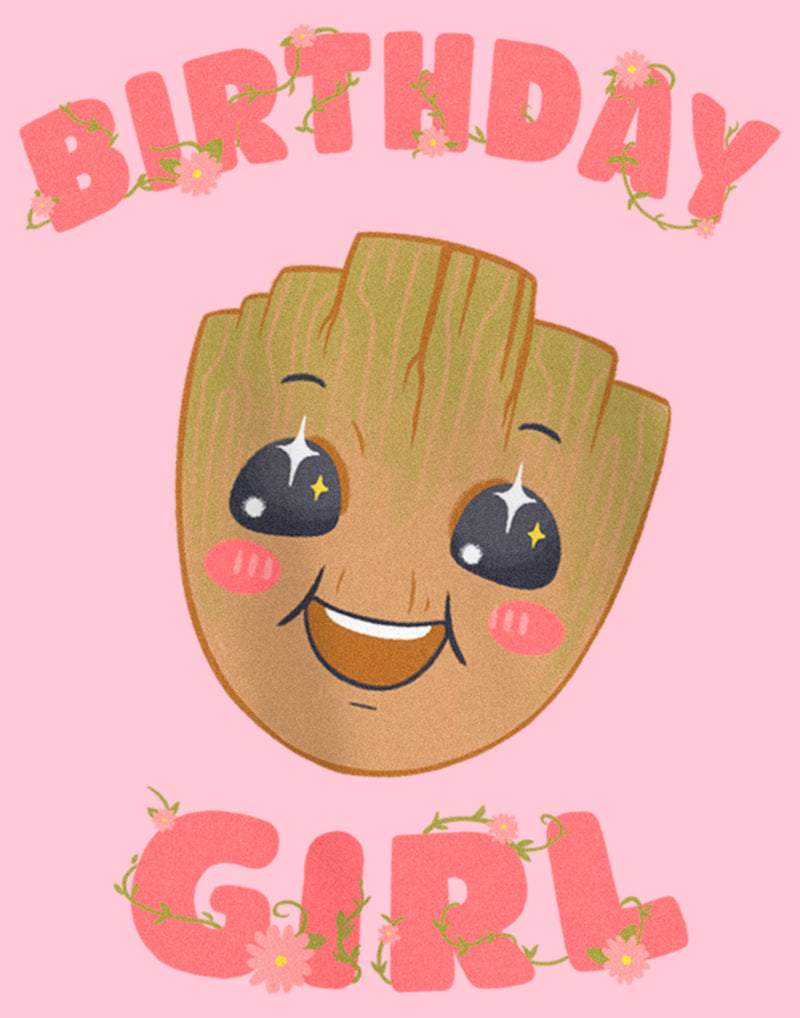 Girl's Guardians of the Galaxy Baby Face Birthday Girl Groot T-Shirt