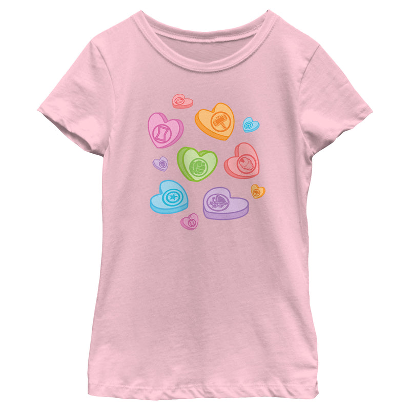 Girl's Marvel Avengers Candy Hearts T-Shirt