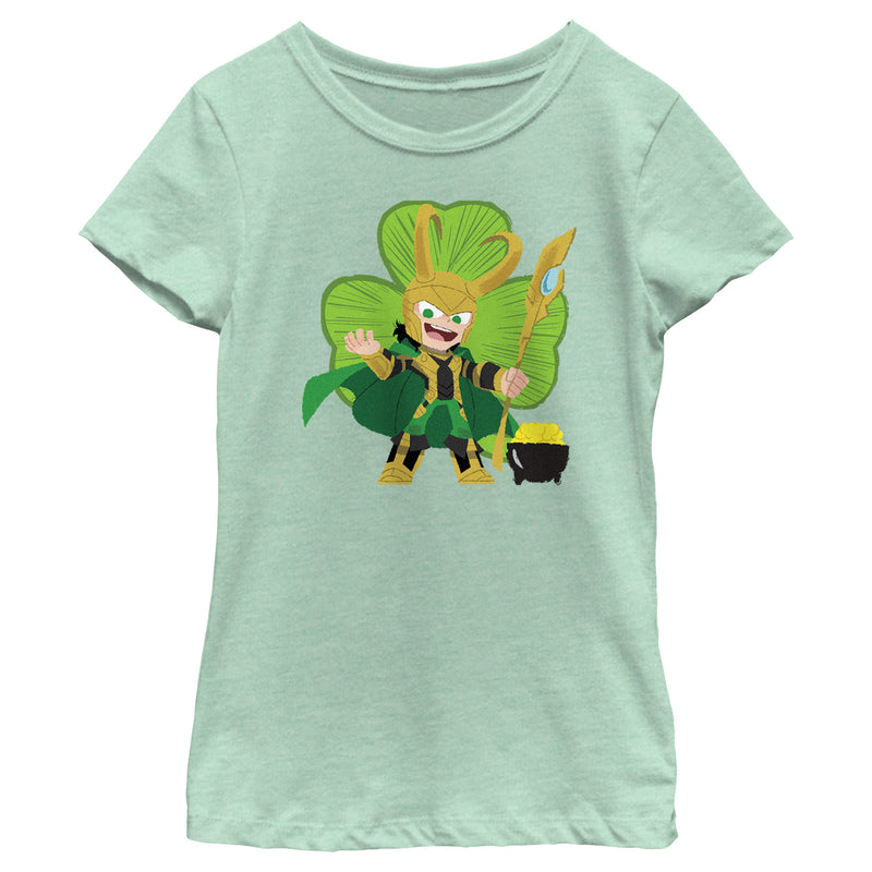 Girl's Marvel Shamrock Loki T-Shirt