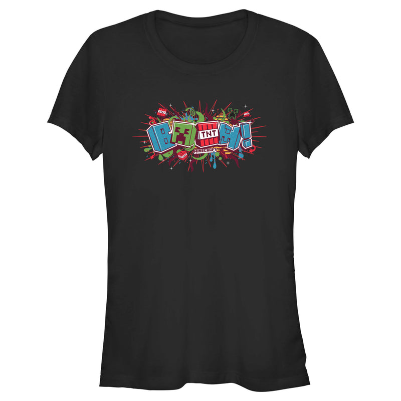 Junior's Minecraft Creeper Boom Colorful T-Shirt