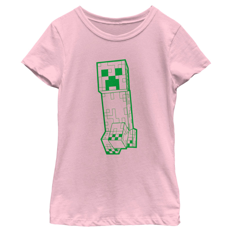 Girl's Minecraft Creeper Outline T-Shirt