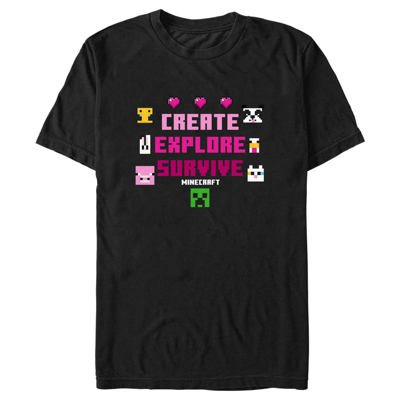 Men's Minecraft Create Explore Survive Animals T-Shirt