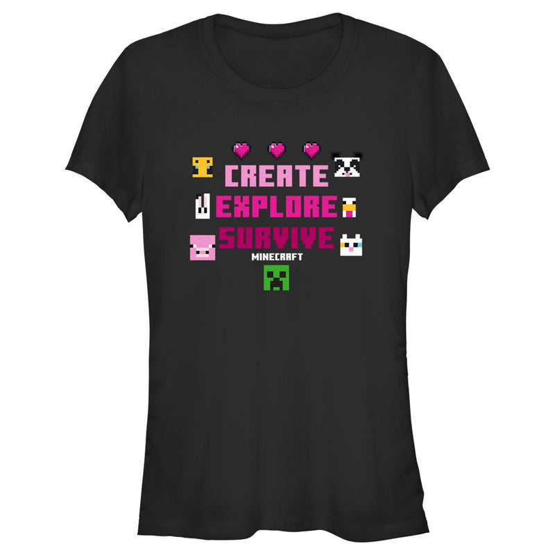 Junior's Minecraft Create Explore Survive Animals T-Shirt