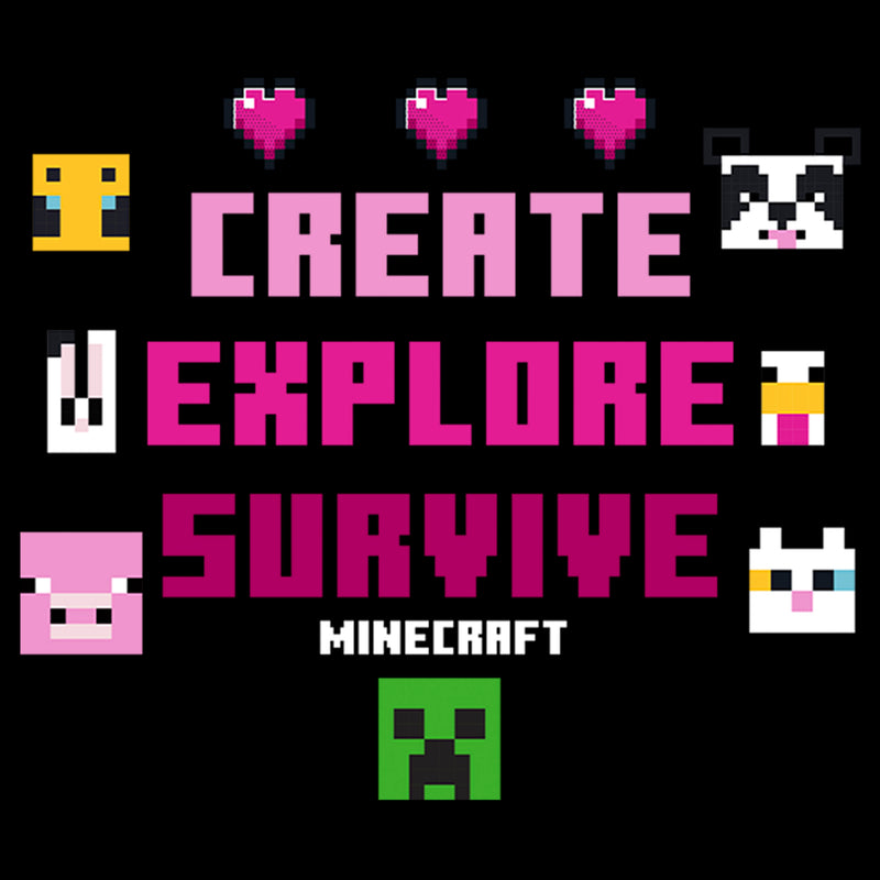 Women's Minecraft Create Explore Survive Animals T-Shirt