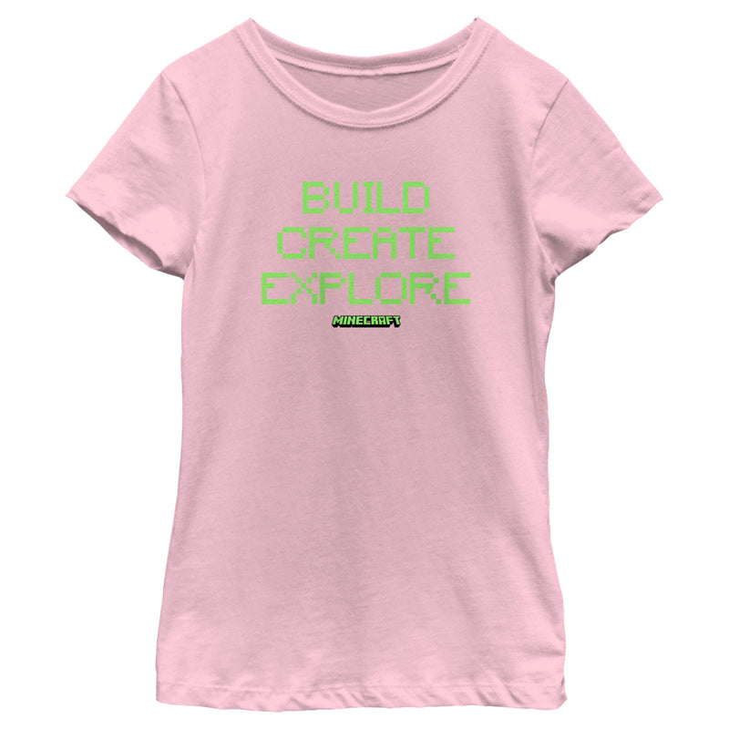 Girl's Minecraft Pixelated Build Create T-Shirt