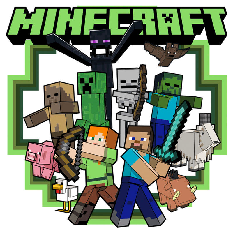 Men's Minecraft Steve and Alex Group Shot T-Shirt