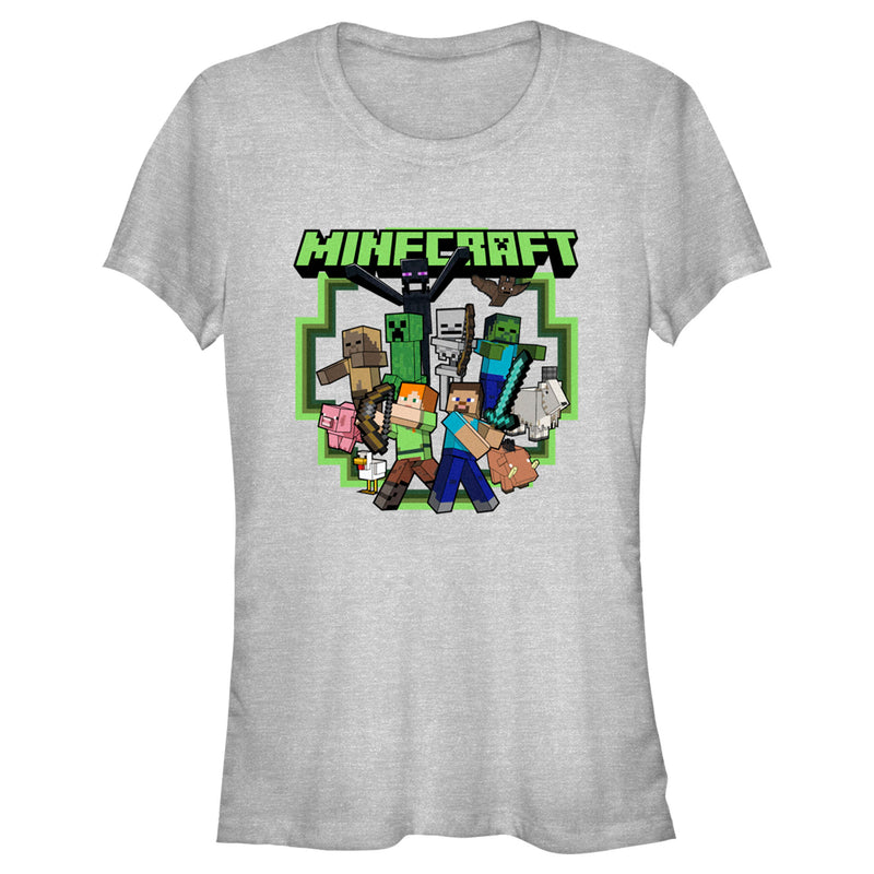 Junior's Minecraft Steve and Alex Group Shot T-Shirt