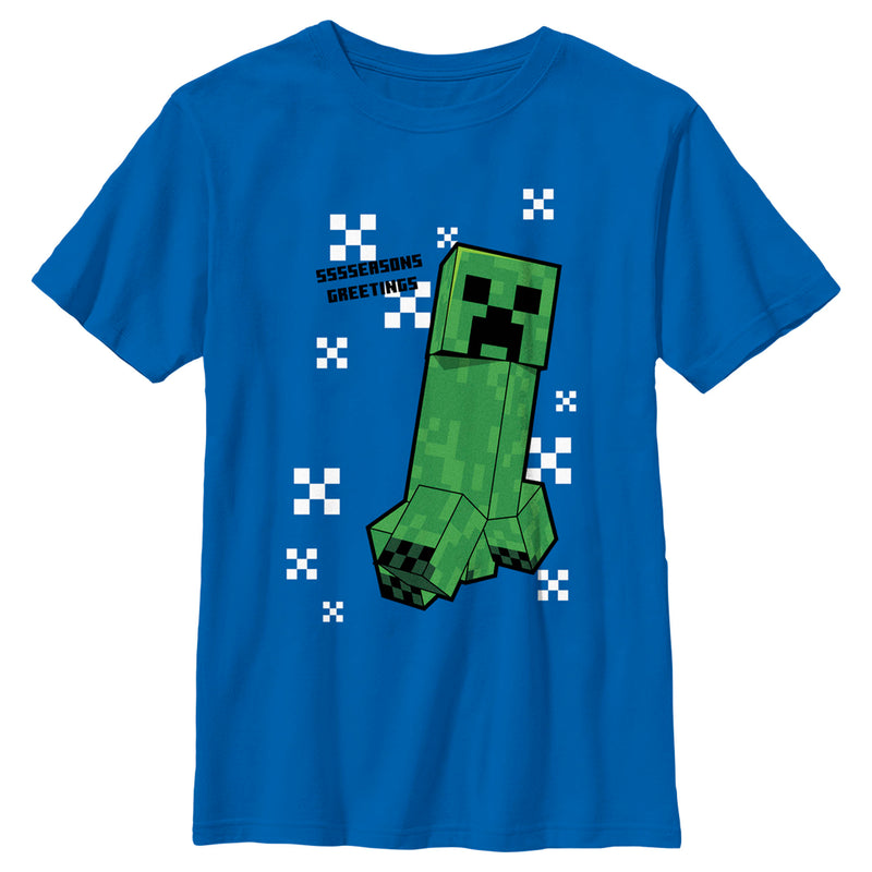 Boy's Minecraft SSSSeasons Greetings Creeper T-Shirt