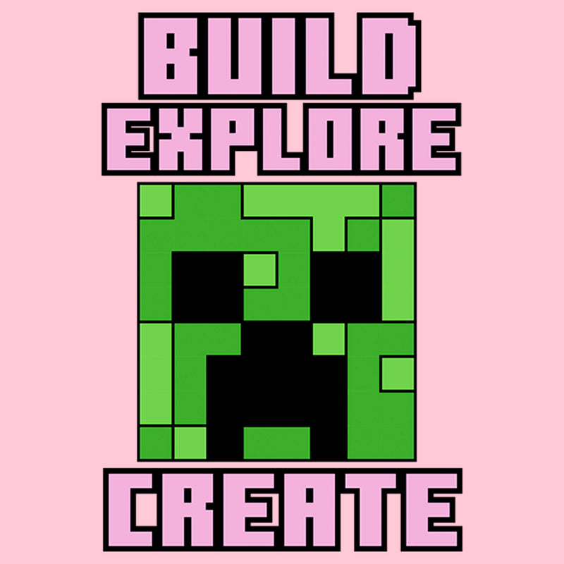 Girl's Minecraft Creeper Face Build Explore Create T-Shirt