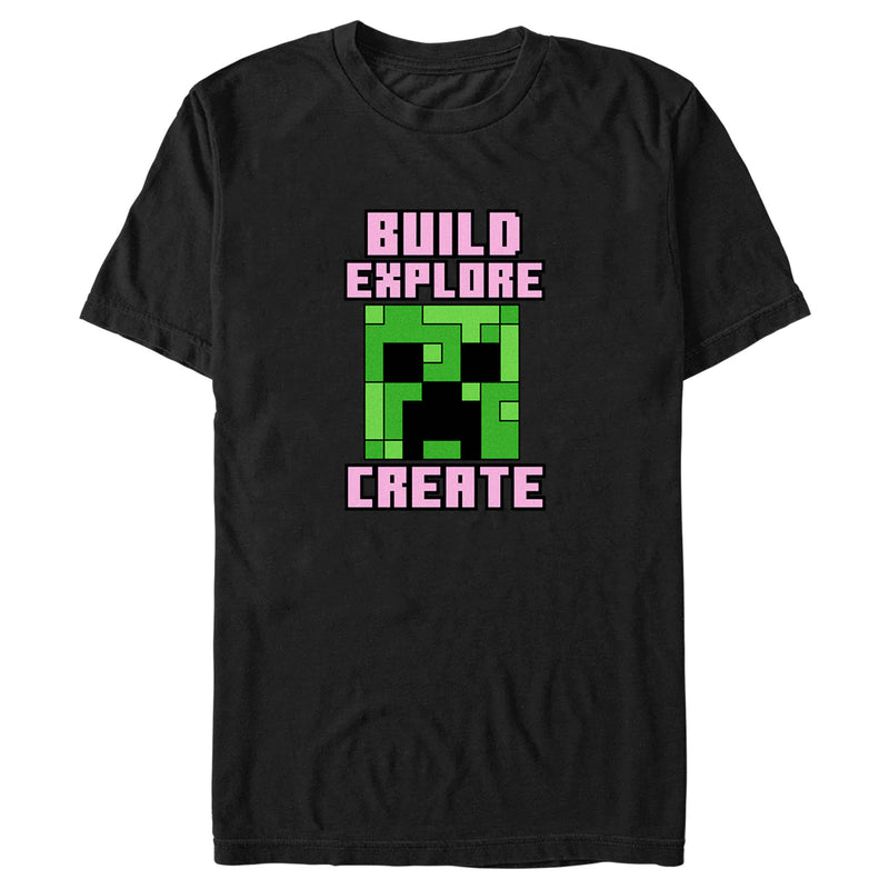 Men's Minecraft Creeper Face Build Explore Create T-Shirt