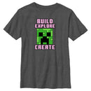 Boy's Minecraft Creeper Face Build Explore Create T-Shirt