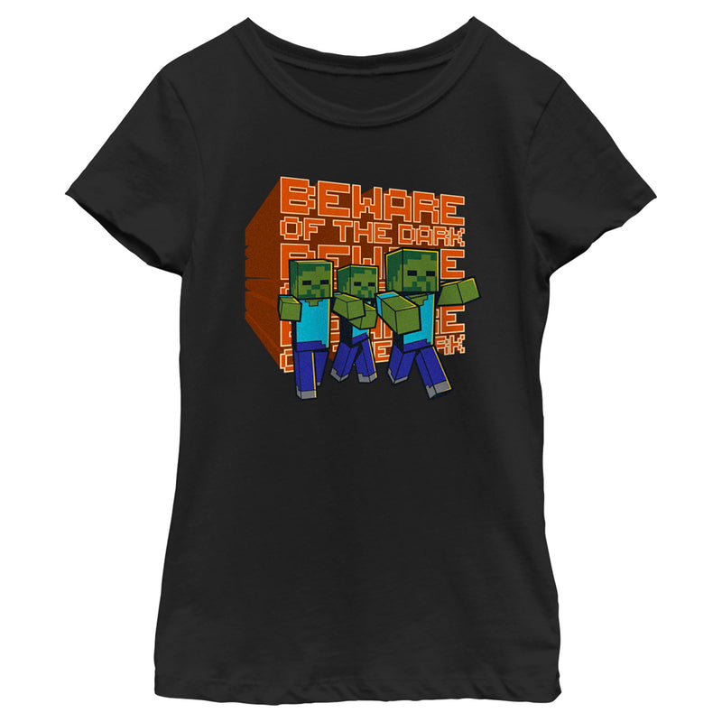 Girl's Minecraft Beware of the Dark Zombies T-Shirt
