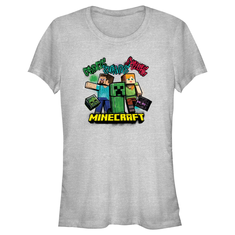 Junior's Minecraft Create Survive Explore Alex and Steve T-Shirt