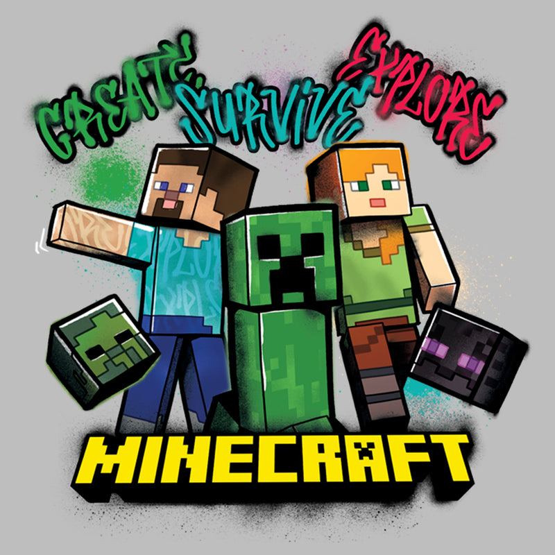 Junior's Minecraft Create Survive Explore Alex and Steve T-Shirt