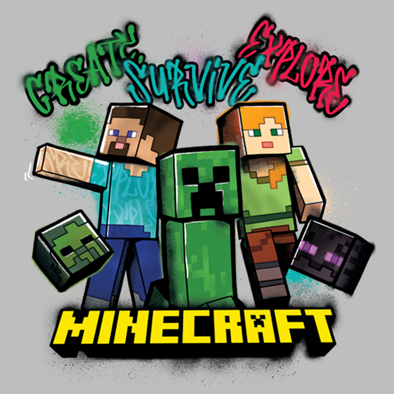 Women's Minecraft Create Survive Explore Alex and Steve T-Shirt