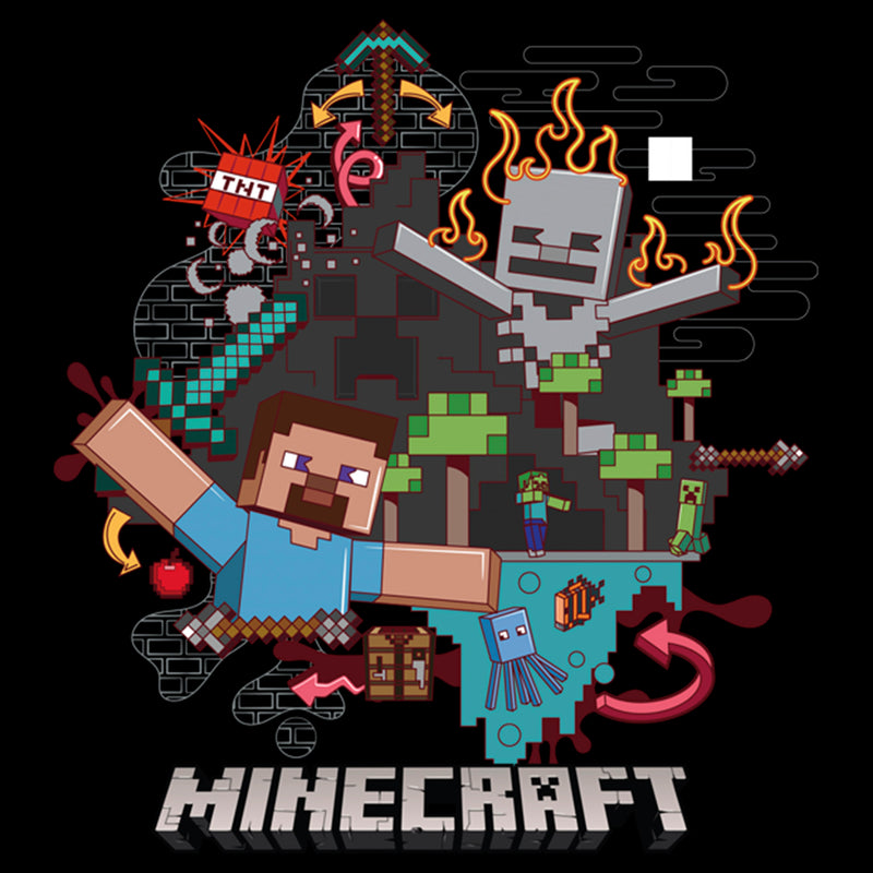 Junior's Minecraft Steve and Skeleton T-Shirt