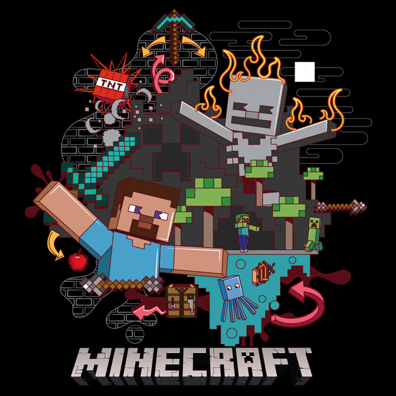 Men's Minecraft Steve and Skeleton T-Shirt