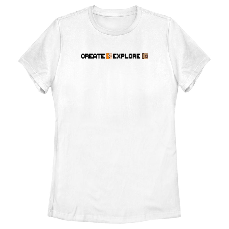 Women's Minecraft Create Explore Alex and Steve T-Shirt