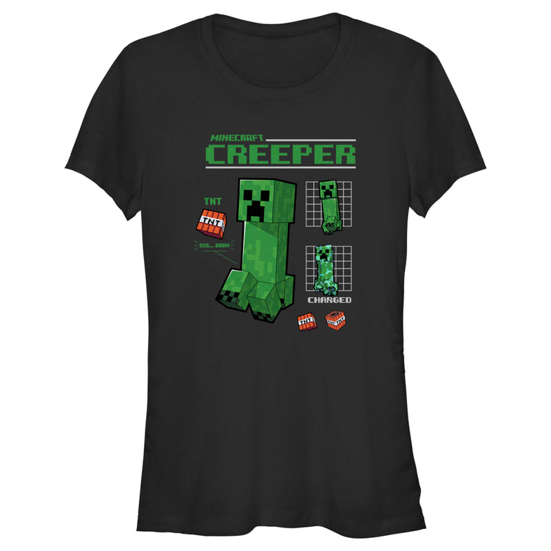 Junior's Minecraft Creeper Graph Charged T-Shirt