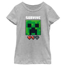 Girl's Minecraft Creeper Survive Hearts T-Shirt