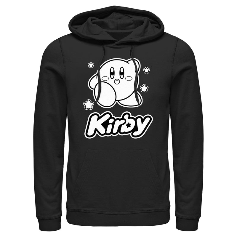 Men's Nintendo Kirby Black and White Portrait Pull Over Hoodie