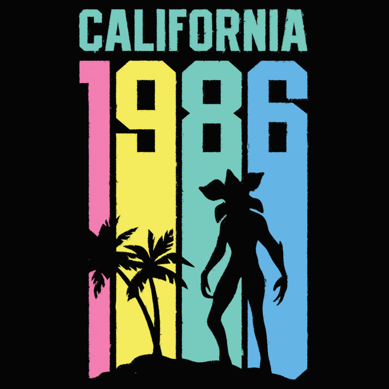 Junior's Stranger Things California 1986 Rainbow Stripe Demogorgon Racerback Tank Top