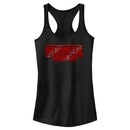 Junior's Stranger Things Sparkly Red Marble Logo Racerback Tank Top