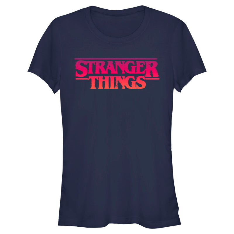 Junior's Stranger Things Pink Logo T-Shirt