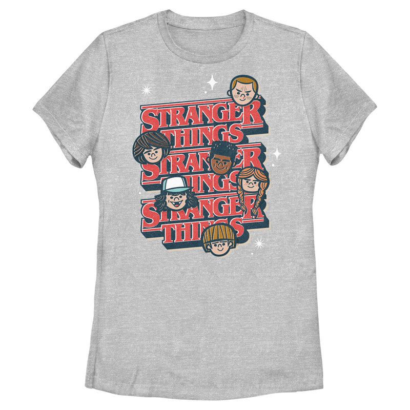 Women's Stranger Things The Gang Cartoon Logo T-Shirt