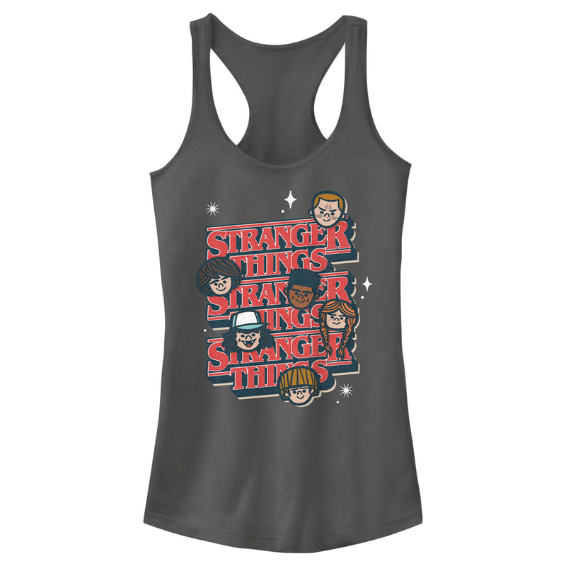 Junior's Stranger Things The Gang Cartoon Logo Racerback Tank Top