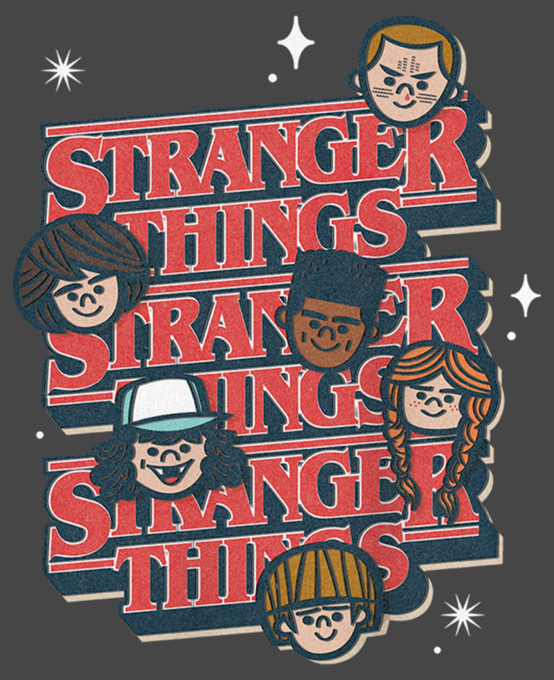 Junior's Stranger Things The Gang Cartoon Logo Racerback Tank Top