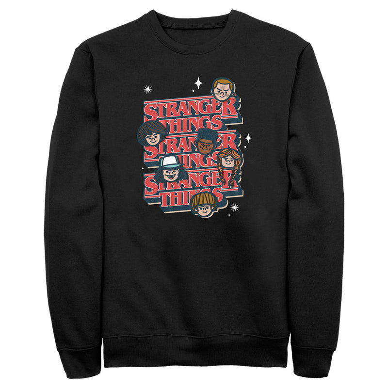 Men's Stranger Things The Gang Cartoon Logo Sweatshirt