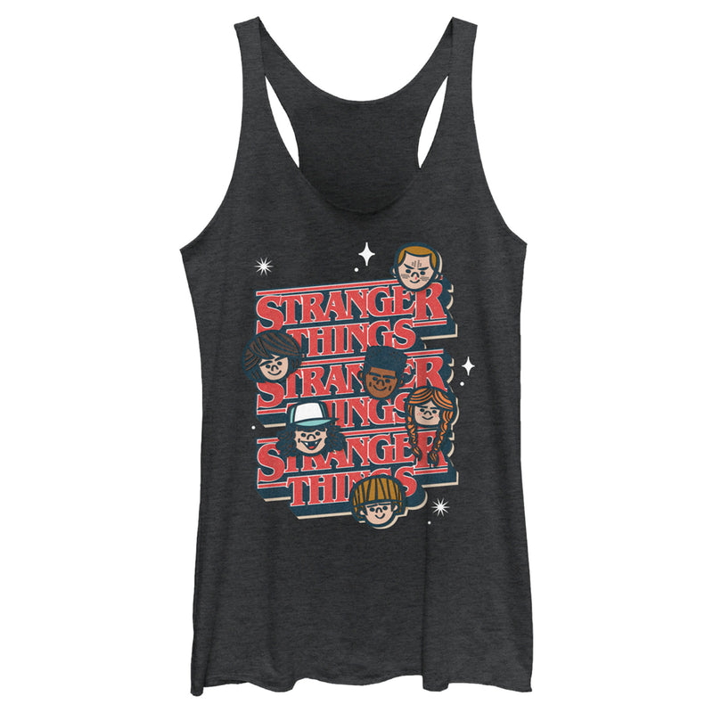 Women's Stranger Things The Gang Cartoon Logo Racerback Tank Top