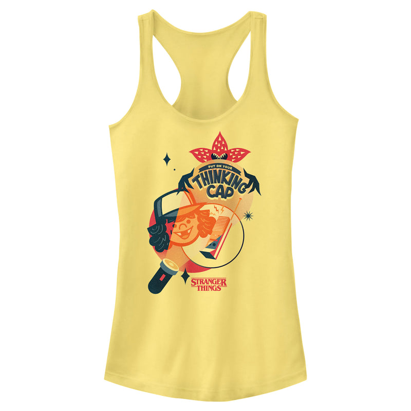 Junior's Stranger Things Put on Your Thinking Cap Racerback Tank Top