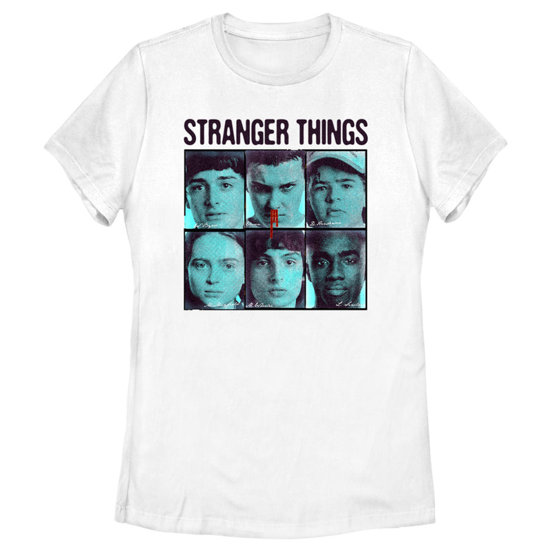 Women's Stranger Things Gang Bleeding Nose Stacked T-Shirt