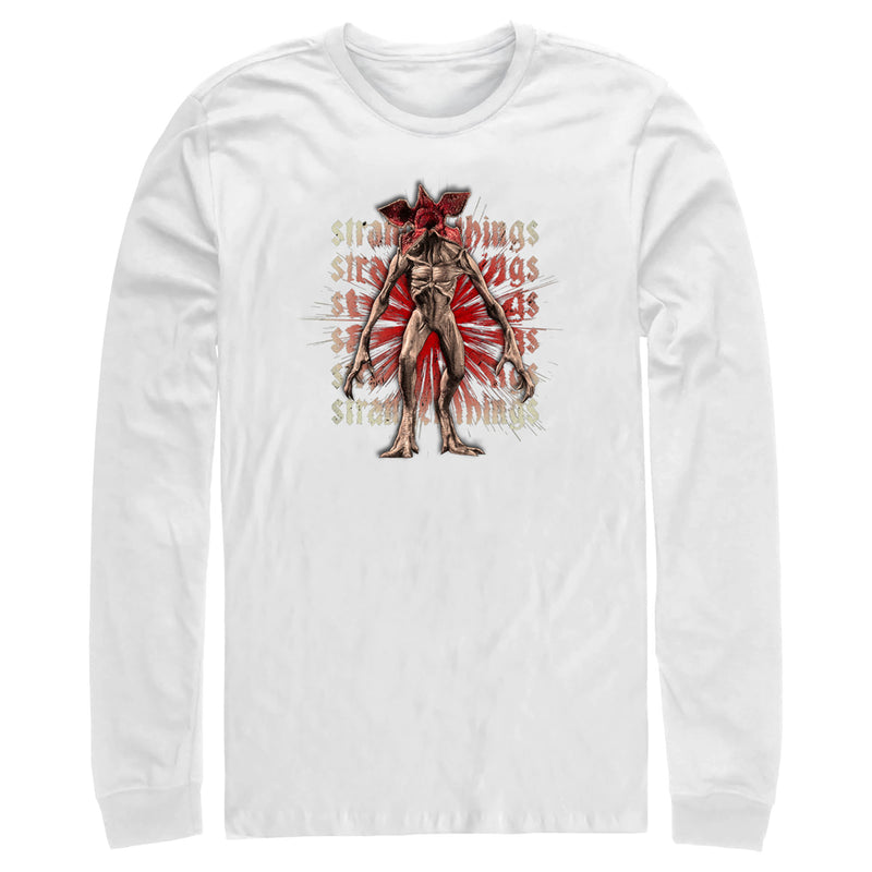 Men's Stranger Things Demogorgon Monster Logo Stacked Long Sleeve Shirt