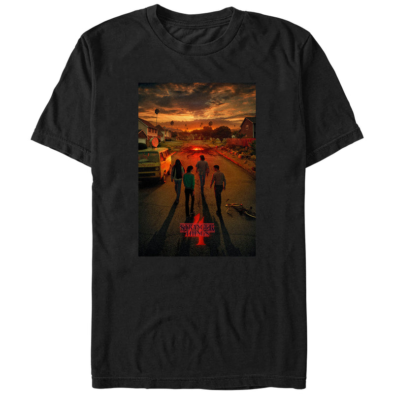 Men's Stranger Things Four Friends Rift Apocalypse Poster T-Shirt