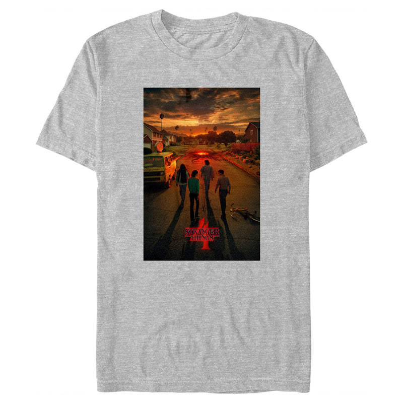 Men's Stranger Things Four Friends Rift Apocalypse Poster T-Shirt