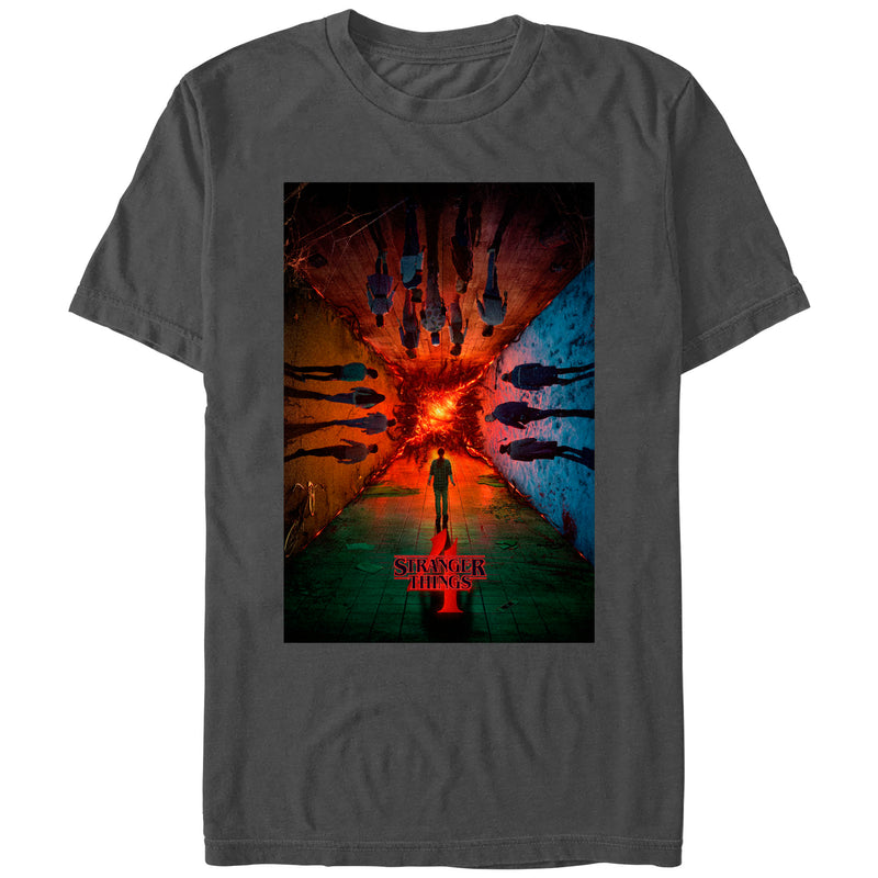 Men's Stranger Things Four Friends Rift Apocalypse Poster T-Shirt