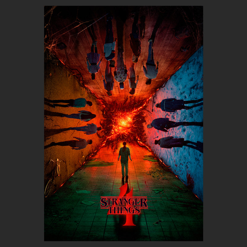 Men's Stranger Things Four Friends Rift Apocalypse Poster T-Shirt