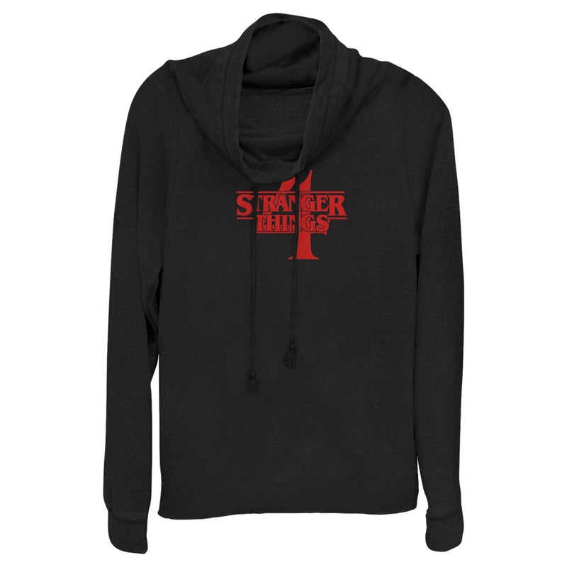 Junior's Stranger Things Red Logo 4 Cowl Neck Sweatshirt