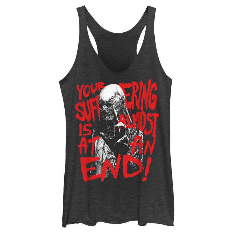 Women's Stranger Things Vecna Suffering Almost At An End Racerback Tank Top