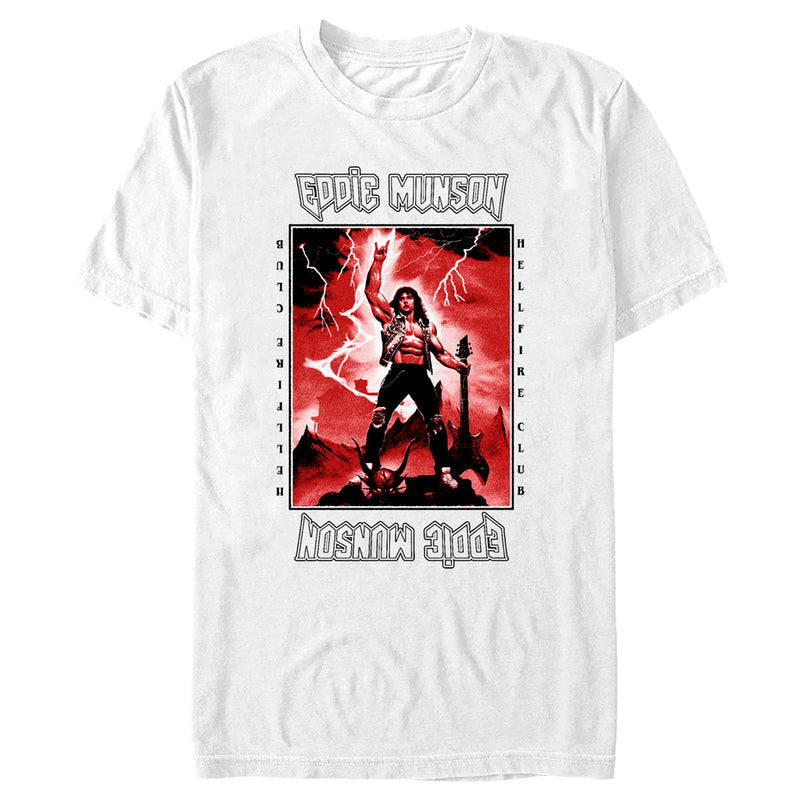 Men's Stranger Things White Hellfire Club Rockstar Eddie Munson T-Shirt